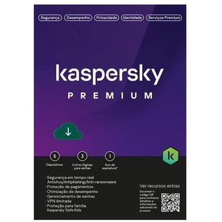 Kaspersky Antivírus Premium 5 Dispositivos 1 Ano, Digital para Download - KL1047KDEFS