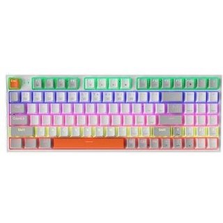 Teclado Mecânico Gamer Machenike K500-B94, RGB, Switch Huano Red, Branco e Cinza - MAC-K500-B94RE-WG