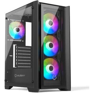 Gabinete Gamer Husky Dome 100, Mid Tower, ATX, Lateral e Frontal em Vidro, Sem FANs, Preto - HGN100PT