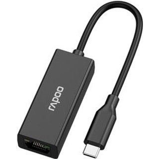 HUB USB-C para Ethernet Rapoo com Conexão RJ45, Plug & Play, Preto - XD20