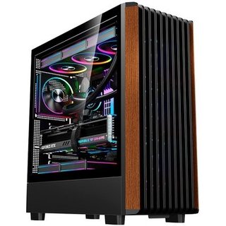 Gabinete Gamer Liketec Pinos E-ATX, Painel Frontal com Detalhes em Madeira, Preto - LC-KB-PINOS-2025-1002