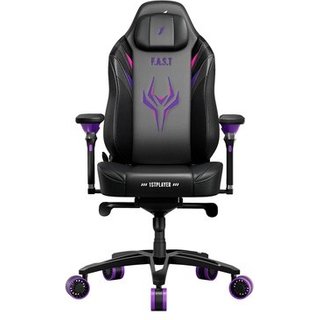 Cadeira Gamer 1STPLAYER FAST, Até 160kg, Reclinável, Almofadas, Braço 4D, Cilindro de Gás Classe 4, Couro PU, Preto e Roxo - FAST-IP