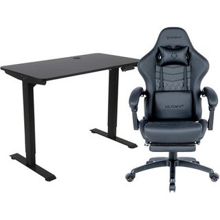 Kit Mesa Office Husky Zenith 900 PRO + Cadeira Gamer Husky Tempest 700, Até 145kg, Almofadas, Reclinável 150º, PU, Descanso para Pés, Preta