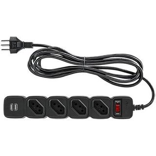 Protetor Eletrônico Intelbras EPE 204 USB, com 4 Tomadas e 2x USB, Preto - 4824205