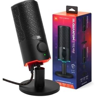 Microfone Quantum Stream JBL Podcast, USB, RGB, Otimizado pra PC/MAC/PS5/PS4/Nintendo Switch, Montagem Universal, Metálico - JBLQSTREAMBLK