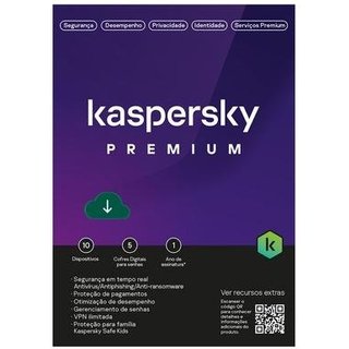 Kaspersky Antivirus Premium 10 Dispositivos 1 Ano, Digital para Download - KL1047KDKFS
