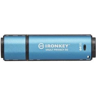 Pen Drive 64GB Kingston IronKey Vault Privacy 50C, USB-C 3.2 Gen 1, com Criptografia, Azul - IKVP50C/64GB