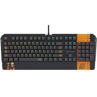 Teclado Mecânico Gamer Checkpoint KX-500, RGB, Switch Red, Anti-Ghosting, Leaf Ninja Full Naruto, Preto e Laranja - NA-KB-1001