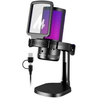 Microfone Gamer Maono DGM20, RGB, USB, PC, PS4, PS5 e MAC OS, Com Suporte, Preto - DGM20 (BLACK)