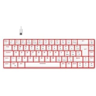 Teclado Mecânico Gamer Hyrax Thunder Pro, Switch Huano Marrom, LED Vermelho, Layout 65%, USB-C, ABNT2, Branco - HCK65W-BROWN-LED