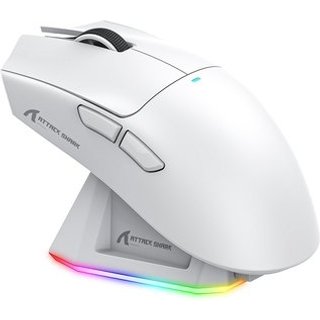 Mouse Gamer sem Fio Attack Shark X11 com Base de Carregamento Magnético RGB, Tri-Mode, 22.000 DPI, Sensor Óptico PAW3311, 5 Botões - Branco
