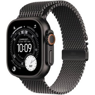 Apple Watch Ultra 3 GPS + Cellular, Caixa Preta de Titânio de 49 mm, Pulseira Preta Estilo Milanês de Titânio, M - MF1Q4BE/A