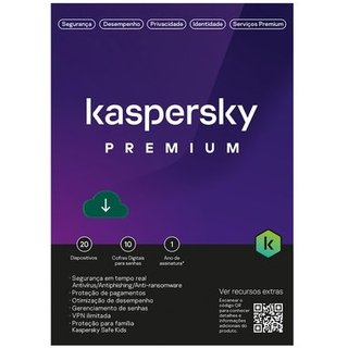 Kaspersky Antivírus Premium 20 Dispositivos 1 Ano, Digital para Download - KL1047KDNFS