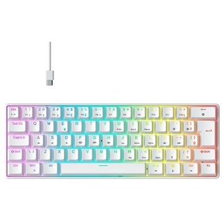 Teclado Mecânico Gamer Hyrax Thunder HCK61, RGB, Switch Red, 100% anti-ghosting, ABNT2, Branco - HCK61W-RED-RGB