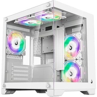 Gabinete Gamer Rise Mode Galaxy Glass M Mini, M-ATX, Lateral e Frontal em Vidro Temperado, Sem FANs, Branco - RM-GA-GGMN-FW