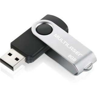Pen Drive 8GB Multi Twist, USB 2.0, Preto e Prata - PD587