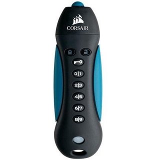 Pen Drive 256GB Corsair Padlock 3, USB 3.0, com Criptografia, Resistente à Água e Choque, Azul e Preto - CMFPLA3B-256GB
