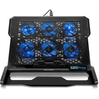 Base com Cooler para Notebook Multi Hexa, com 6 Fans com Ajuste de Velocidade, Até 17", 2x USB, LED, Preto - AC282