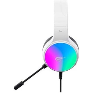 Headset Gamer Havit H2043U, RGB, Led Efeito Streamer, Microfone omnidirecional, USB 7.1, Branco - HV-H2043U White/Black