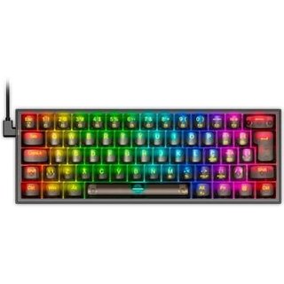 Teclado Mecânico Gamer Redragon Fizz Clear Black, RGB Chroma Mk.II, Cabo USB-C Removível, ABNT2, Preto - K617CTB-RGB