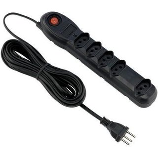 Extensão Force Line / Protetor / Adaptador 5 Tomadas 6M Bivolt Preto - 7203