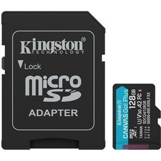 MicroSD Kingston, 128GB, microSDXC Canvas Go Plus, Gen4, com adaptador - SDCG4/128GB
