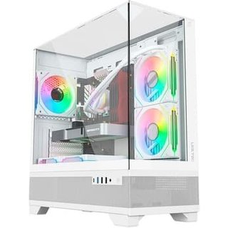 Gabinete Liketec Gamer Mahal, Sky Tower, M-ATX, Lateral, Frontal e Teto em Vidro Temperado, Sem FANs, Snow - LC-MT-MAHAL-2094