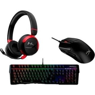Kit Hyperx Teclado Gamer Alloy MKW100 + Headset Gamer Sem Fio Cloud Mini + Mouse Gamer Pulsefire Haste 2