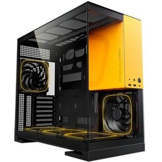 Gabinete Gamer Geometric Future Model 5, Mid Tower, ARGB, ATX, Lateral em Vidro, com 5 Fans, Preto e Amarelo - GEO-M5F-BY