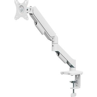 Suporte de Mesa Articulado Bluecase Ergo Flexy para Monitor, 17" a 32", com Portas USB, Suspensão a Gás, Até 9kg, Branco - BSMTS01U-1WBX