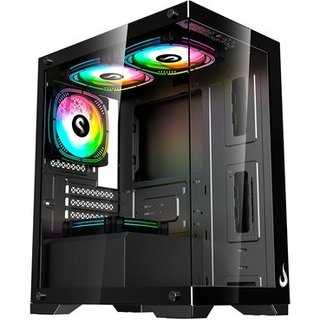 Gabinete Gamer Rise Mode Crystal Glass 01, Mid Tower, Lateral e Frontal em vidro, Preto - RM-CA-CY-01-FB