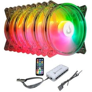 Kit Com 5 Ventoinhas Rise Mode Crystal Sound, 120mm, ARGB, Transparente - RM-CS-02-ARGB