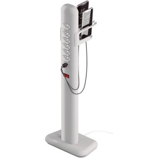 Totem Elétrico Easy Plug Octoo, Com 6 Tomadas + 01 USB e 01 USB-C, Ice Silver Com Suporte Para Smartphones - 10025