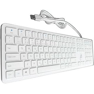 Teclado Slim Rise Mode, USB 2.0, ABNT2, Branco - RM-TS-FW