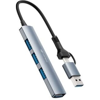 HUB C3Tech USB-C/A 3.0, para 1x USB 3.0, 3x USB 2.0, Prata - HU-C500GY