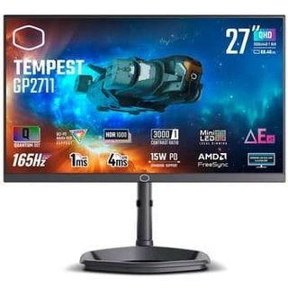 Monitor Gamer Cooler Master Mini LED 27", QHD, 165Hz, 1ms, FreeSync Premium Pro, HDR1000, Ajuste de Altura, Som Integrado - GP2711
