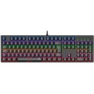 Teclado Mecânico Gamer T-dagger Rebel, RGB, Switch Dust-proof Marrom, ABNT2, USB, Preto - T-TGK328-BR