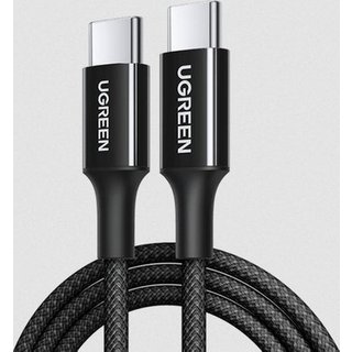 Cabo Tipo C para Tipo C Ugreen, Trançado, PD Fast Charging, 3A, 1m, Preto - UG-35254