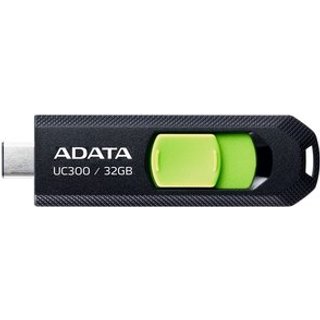 Pen Drive 32GB ADATA UC300, USB 3.2, OTG, Dual Conector, Retrátil, Preto e Verde - ACHO-UC300-32G-RBK/GN