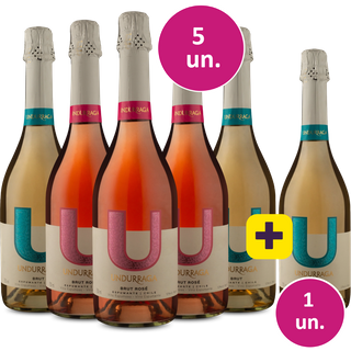 Kit 5 + 1 - Espumante U By Undurraga Rose e Branco Brut + 1 garrafa de brinde - Exclusivo WE