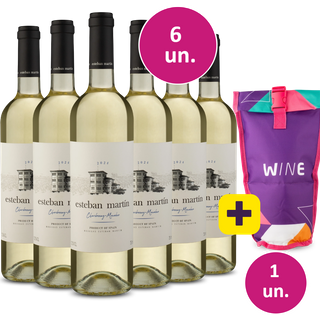 Kit 6 - Esteban Martín D.O. Cariñena Chardonnay Macabeo Blanco + Bolsa térmica 1 garrafa Grátis - Exclusivo We