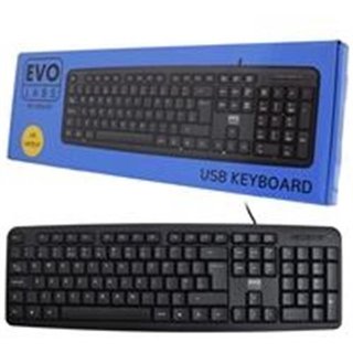 Evo Labs KD-101LUK. Keyboard form factor: Full-size (100%). Keyboard style: Straight. Connectivity technology: Wired Device interface: USB Keyboard layout: QWERTY Keyboard number of keys: 107 Recommended usage: Office. Product colour: Black