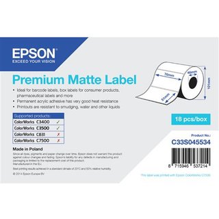 Epson C33S045534 Continous label roll die-cut 76mm x 51mm 650 label Pa