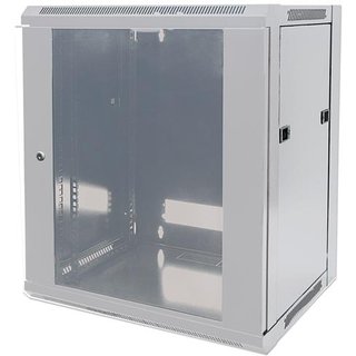 Intellinet 19" Network Cabinet - Wall Mount (Standard) 12U 600mm Deep Grey Flatpack Max 60kg Metal & Glass Door Back Panel Removeable Sides Suitable also for use on desk or floor Usable Depth 410mm Parts for wall install (eg screws/rawl pl