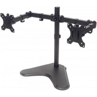 Manhattan Dual Desk Mount for TV & Monitors (Full Motion), Stand Assembly, For screens: 10-27", VESA compatibility: 75x75 and 100x100mm - check the dimensions of the four mounting holes on back of screen to ensure it fits, Max 8kg (each), Black, Bracket