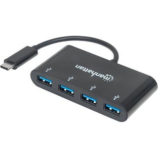 Manhattan USB-C Dock/Hub Ports (x4): USB-A (x4) 5 Gbps (USB 3.2 Gen1 aka USB 3.0) USB powered (no external power supply required) Cable 20cm Equivalent to HB30C4AB USB 3.2 Gen 1 (3.1 Gen 1) Type-C Black USB 3.2 Gen 1 (3.1 Gen 1) Type-A Acryl