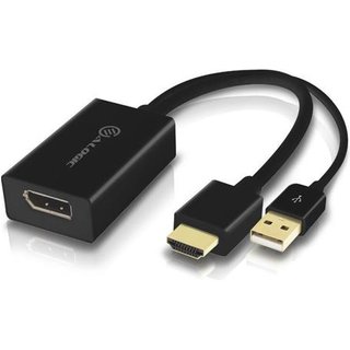 ALOGIC HDMI Male to DisplayPort Female Adapter with USB Cable for Power - BLACK