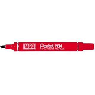 Pentel N 50 permanent marker Bullet tip Red 12 pc(s)