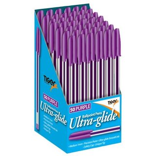 Tiger Ballpoint Pen Purple (Pack 50) - 301949