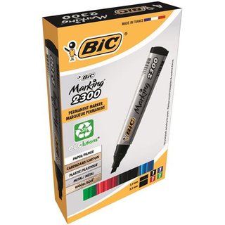 BIC Marking 2300 permanent marker Chisel tip Black Blue Green Red 4 pc(s)